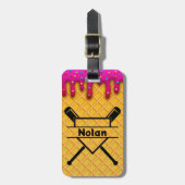 Honkbal ijsdruppel gepersonaliseerde tas label bagagelabel (Voorkant verticaal)