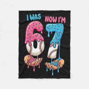 Honkbal ijsje Ik was 6 Nu ben ik 7 Grappig 67 Gebo Fleece Deken