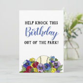 Honkbal in bloemen FLAT Kaart Shower Uitnodiging (Staand voorkant)