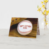 Honkbal in bruine handschoen kaart (Gele Bloem)