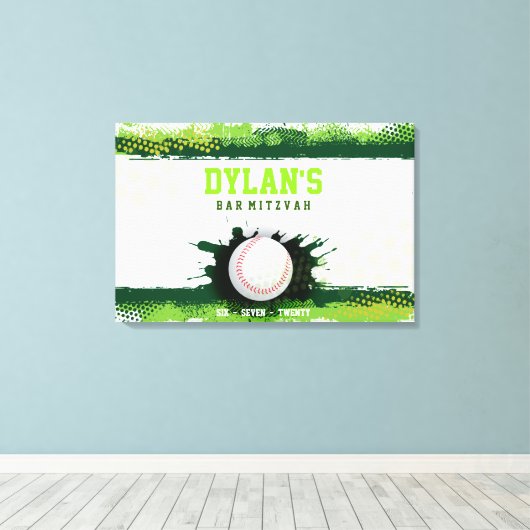 HONKBAL IN GROENE Bar Mitzvah Teken in Geheugenbor Canvas Afdruk (Insitu (Houten vloer))