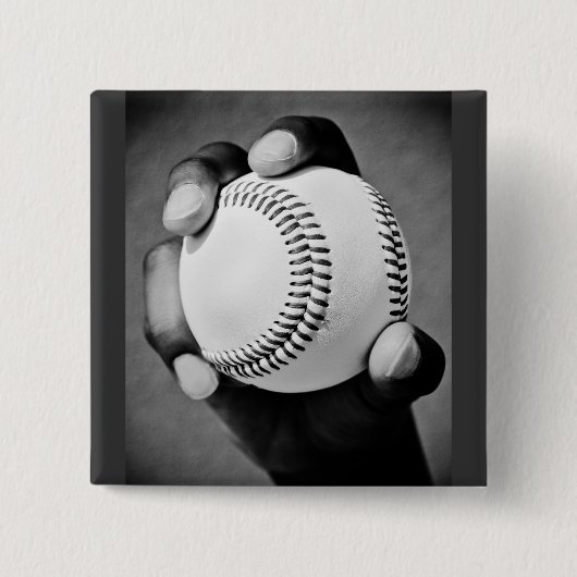 honkbal in hand vierkante button 5,1 cm (Voorkant)