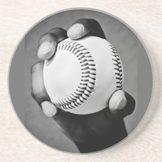 honkbal in hand zandsteen onderzetter (Voorkant)