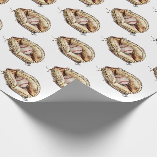 honkbal in handschoen cadeaupapier (Hoek)