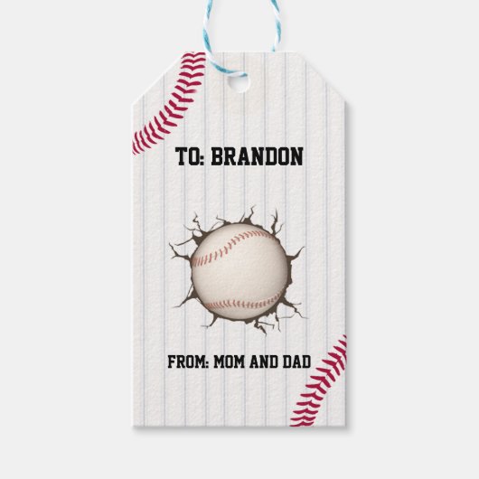 honkbal in nood cadeaulabel (Voorkant)