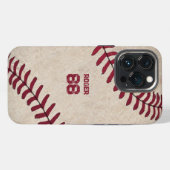 honkbal Initialen Robuuste naamnummers Retro iPhone Hoesje (Achterkant horizontaal)