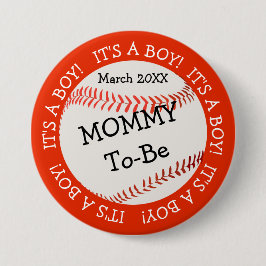 Honkbal is een jongen mama & date ronde button 7,6 cm