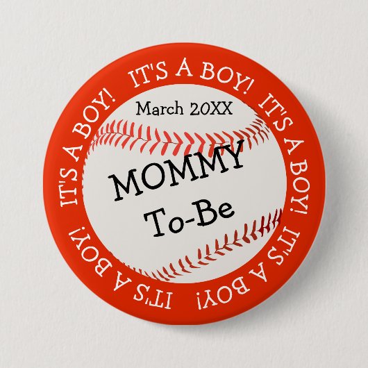 Honkbal is een jongen mama & date ronde button 7,6 cm (Voorkant)