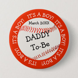 Honkbal is een jongen papa & date ronde button 7,6 cm