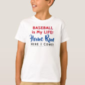 Honkbal is mijn leven Home Run Spelersnummer T-shirt (Voorkant)