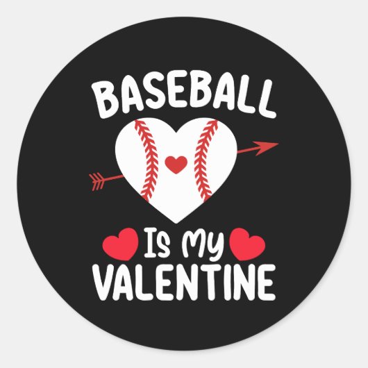 Honkbal is mijn Valentijnsdag sport Ronde Sticker (Voorkant)