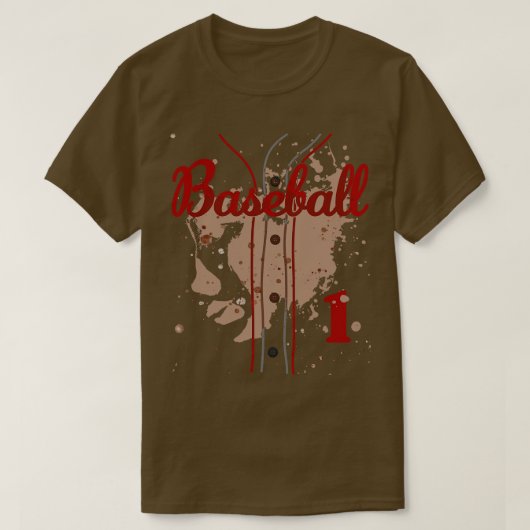 Honkbal Jersey Nummer 1 Honkbal Uniform Vuil Fu T-shirt (Design voorkant)