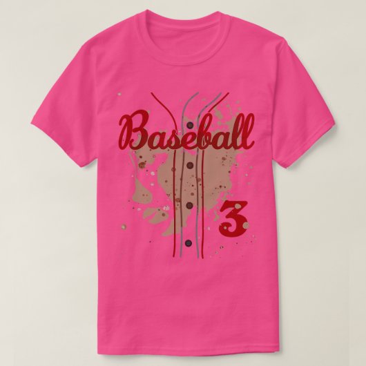 Honkbal Jersey Nummer 3 Honkbal Uniform Vuil Fu T-shirt (Design voorkant)