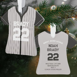 Honkbal Jersey Speler Stats Zwart Grijs Keepsake Ornament