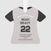 Honkbal Jersey Speler Stats Zwart Grijs Keepsake Ornament (achterkant)