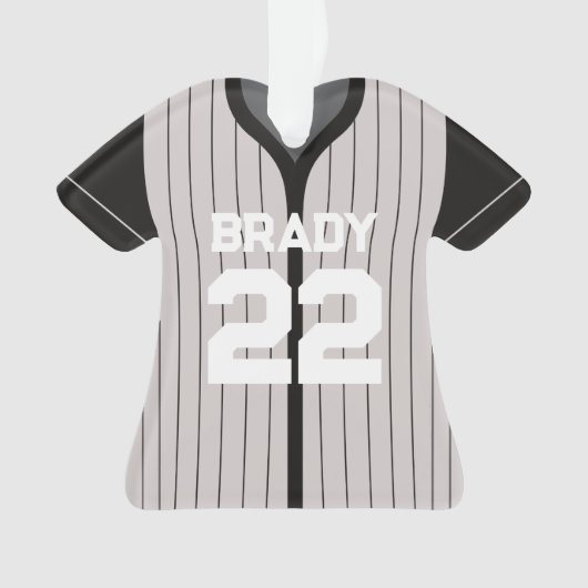 Honkbal Jersey Speler Stats Zwart Grijs Keepsake Ornament (voorkant)
