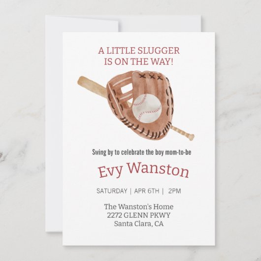 Honkbal jongen baby shower uitnodiging (Voorkant)