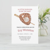 Honkbal jongen baby shower uitnodiging (Staand voorkant)