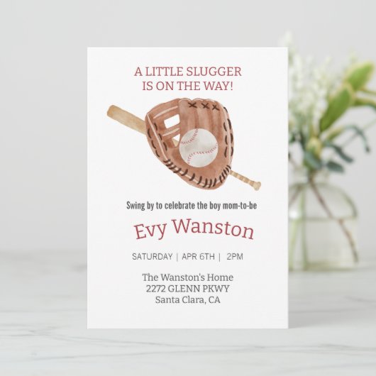 Honkbal jongen baby shower uitnodiging (Staand voorkant)