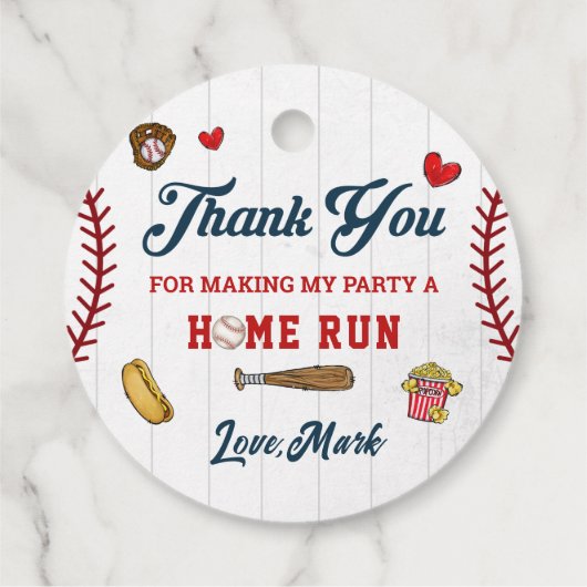 Honkbal Jongen Dank u Verjaardag Dank u Bedankjes Labels (Achterkant)