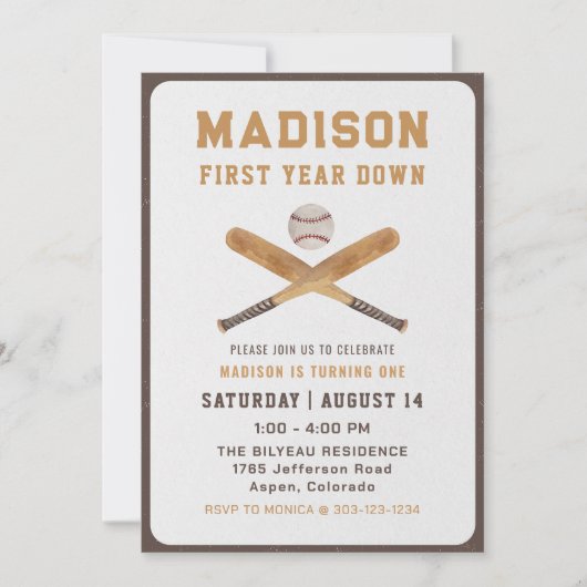 Honkbal Jongen Eerste 1e Verjaardag Foto Kaart (Voorkant)