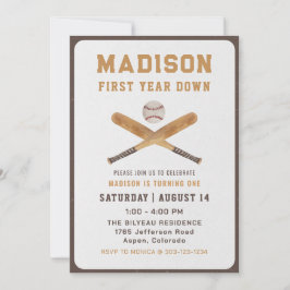 Honkbal Jongen Eerste 1e Verjaardag Foto Kaart