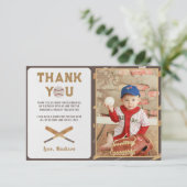 Honkbal Jongen Verjaardag Foto Dank u Kaart (Staand voorkant)