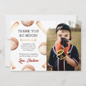 Honkbal Jongen Verjaardag Party Foto Bedankkaart (Voorkant)