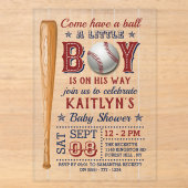 Honkbal Jongens Baby Shower Acryl Uitnodigingen (Voorkant)