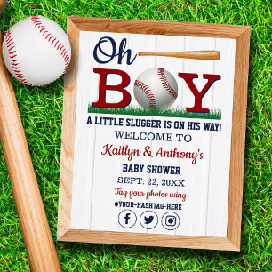 Honkbal Jongens Baby Shower Welkom Bord Poster