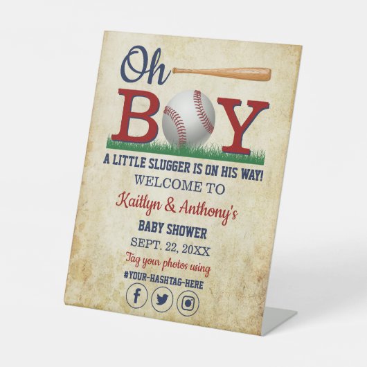  honkbal jongens Baby shower welkom Reclamebord Met Voetstuk (Voorkant)