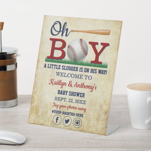  honkbal jongens Baby shower welkom Reclamebord Met Voetstuk (Insitu)