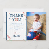 Honkbal Jongens Verjaardag Foto Dank u Kaart (Voorkant)