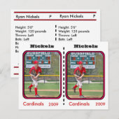  honkbal Kaart (Voorkant / Achterkant)