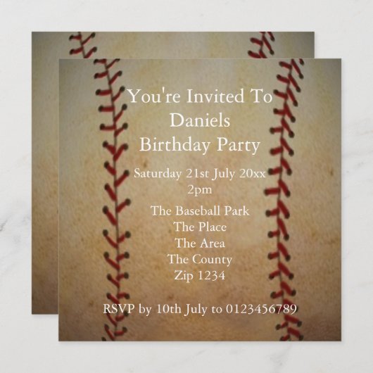 Honkbal Kaart (Voorkant / Achterkant)