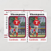  honkbal Kaart (Voorkant / Achterkant)