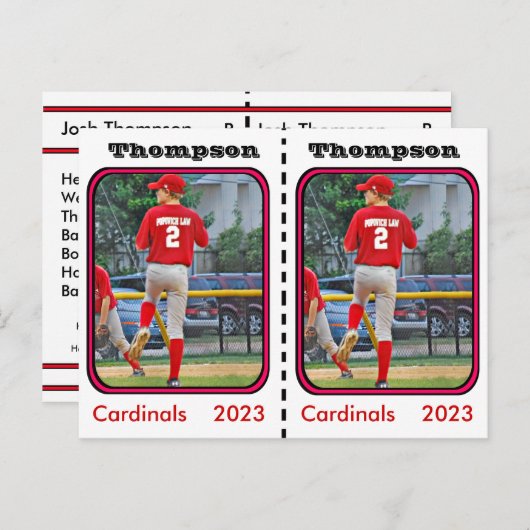  honkbal Kaart (Voorkant / Achterkant)