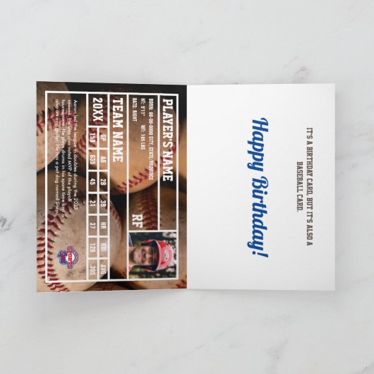 Honkbal Kaart Verjaardag Kaart w / aangepaste stat (Binnen)