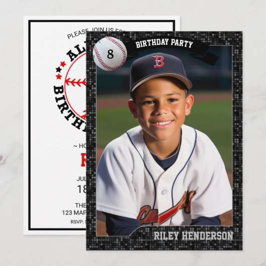 Honkbal Kaarten Verjaardagsfeestuitnodiging (Voorkant / Achterkant)