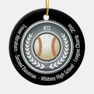 Honkbal Kampioen Speler School Zwart Keramisch Ornament