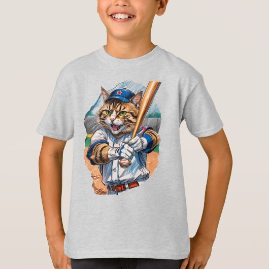 Honkbal Kat intimideert de werper! T-shirt (Voorkant)