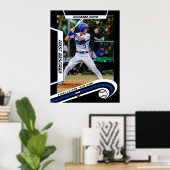 Honkbal Keepsakes in Lively Blue Black Custom Poster (Thuiskantoor)