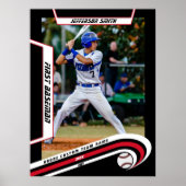 Honkbal Keepsakes in Lively Red Black Custom Poster (Voorkant)