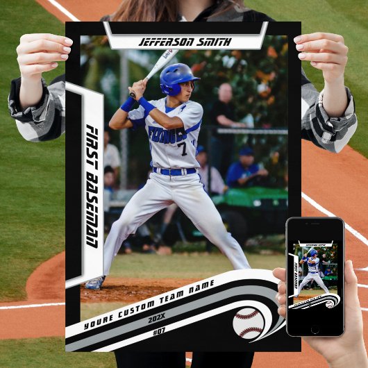 Honkbal Keepsakes in Lively Silver Black Custom Poster