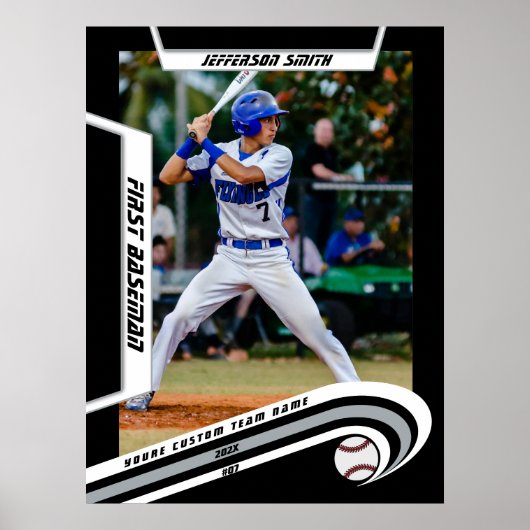 Honkbal Keepsakes in Lively Silver Black Custom Poster (Voorkant)