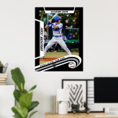 Honkbal Keepsakes in Lively Silver Black Custom Poster (Thuiskantoor)