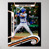 Honkbal Keepsakes in Lively Sinaasappel Zwart Cust Poster (Voorkant)