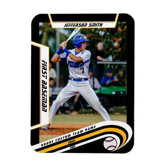 Honkbal Keepsakes Lively Geel Zwart Custom Magneet (Verticaal)