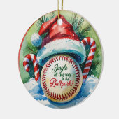 Honkbal Kerst Feestelijke Honkbal Keramisch Ornament (Links)