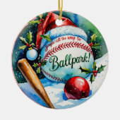 Honkbal Kerst Feestelijke Honkbal Keramisch Ornament (Voorkant)